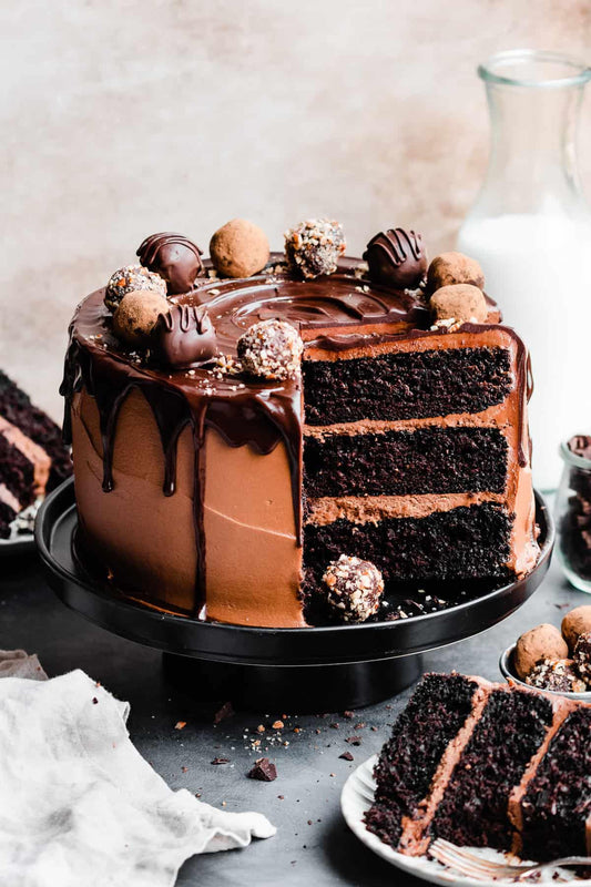 8 inch High Ratio Chocolate Cake with Whipped Ganache